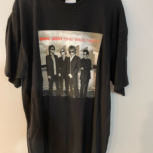 All Sport Other - Vintage Jon Bon Jovi Black Graphic Tee one wild night world tour size XL